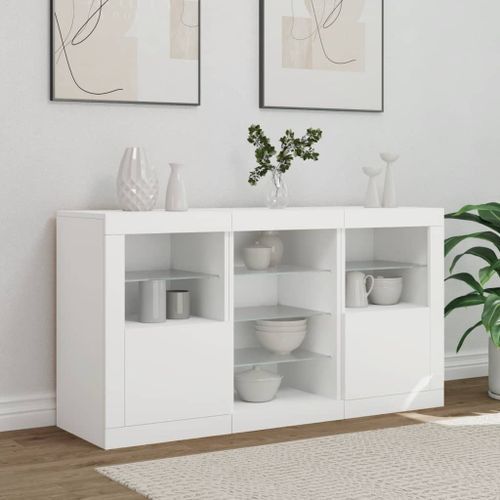 Buffet avec lumières LED blanc 123x37x67 cm - Photo n°3; ?>