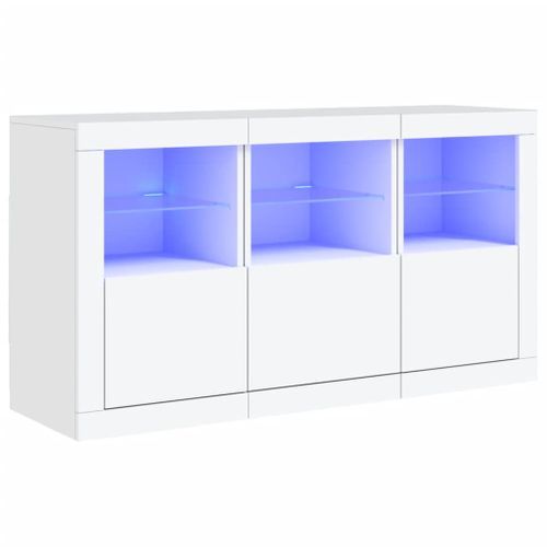 Buffet avec lumières LED blanc 123x37x67 cm - Photo n°2; ?>