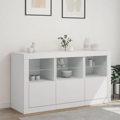 Buffet avec lumières LED blanc 123x37x67 cm - Photo n°3; ?>