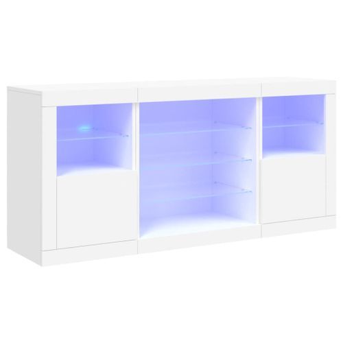 Buffet avec lumières LED blanc 142,5x37x67 cm - Photo n°2; ?>