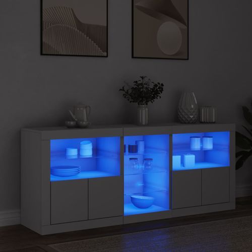 Buffet avec lumières LED blanc 162x37x67 cm - Photo n°3; ?>