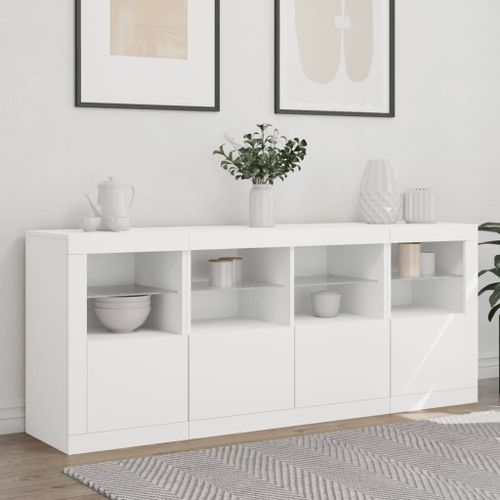 Buffet avec lumières LED blanc 163x37x67 cm - Photo n°3; ?>