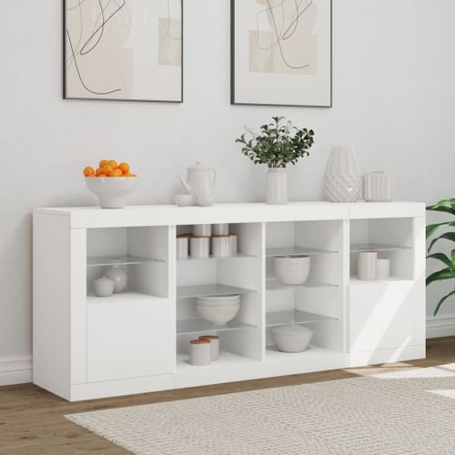 Buffet avec lumières LED blanc 163x37x67 cm - Photo n°3; ?>