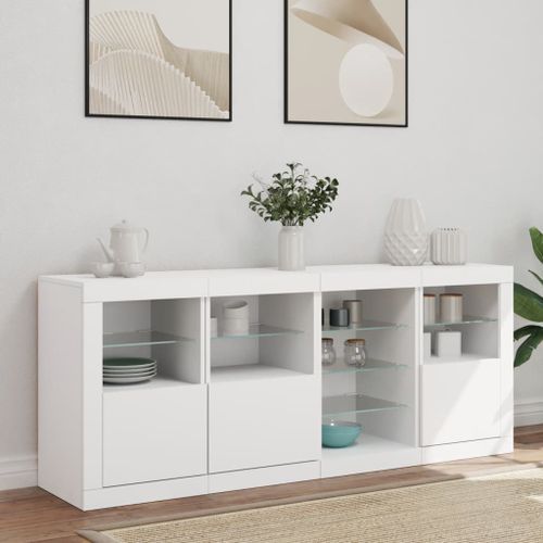 Buffet avec lumières LED blanc 164x37x67 cm - Photo n°3; ?>