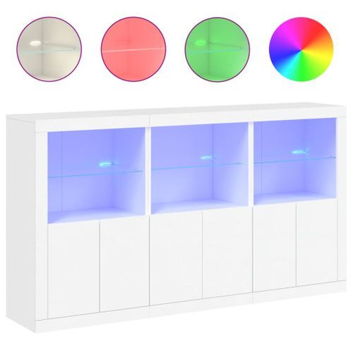 Buffet avec lumières LED blanc 181,5x37x100 cm - Photo n°2; ?>