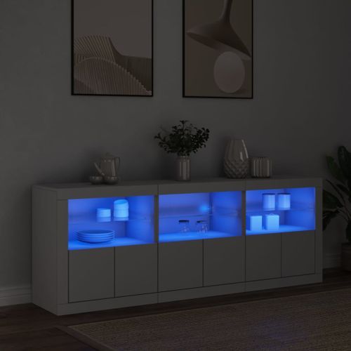 Buffet avec lumières LED blanc 181,5x37x67 cm - Photo n°3; ?>