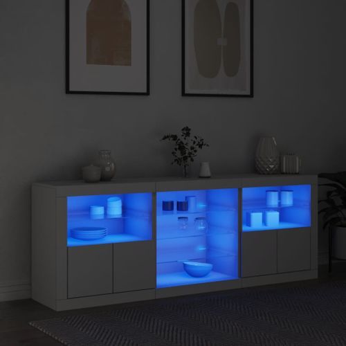 Buffet avec lumières LED blanc 181,5x37x67 cm - Photo n°3; ?>