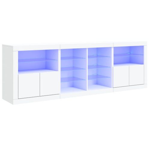 Buffet avec lumières LED blanc 202x37x67 cm - Photo n°2; ?>