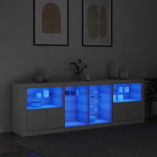 Buffet avec lumières LED blanc 202x37x67 cm - Photo n°3; ?>