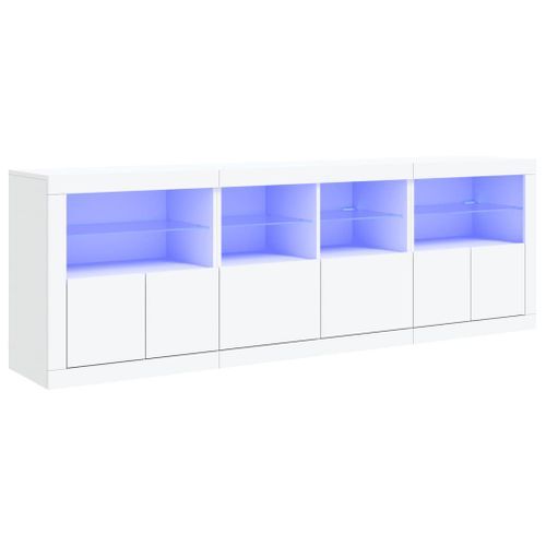 Buffet avec lumières LED blanc 202x37x67 cm - Photo n°2; ?>