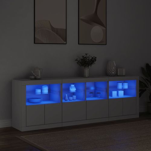 Buffet avec lumières LED blanc 202x37x67 cm - Photo n°3; ?>