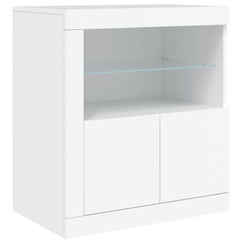 Buffet avec lumières LED blanc 60,5x37x67 cm - Photo n°3; ?>