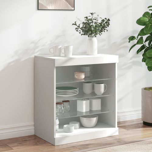 Buffet avec lumières LED blanc 60,5x37x67 cm - Photo n°2; ?>