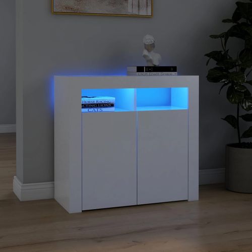 Buffet avec lumières LED Blanc 80x35x75 cm - Photo n°2; ?>