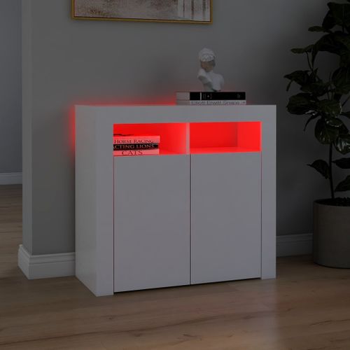 Buffet avec lumières LED Blanc 80x35x75 cm - Photo n°3; ?>