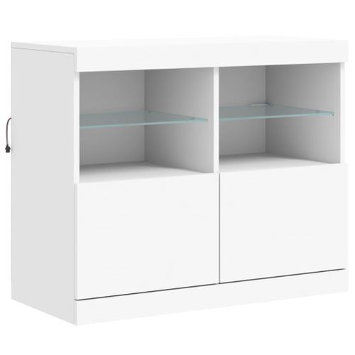 Buffet avec lumières LED blanc 81x37x67 cm - Photo n°3; ?>