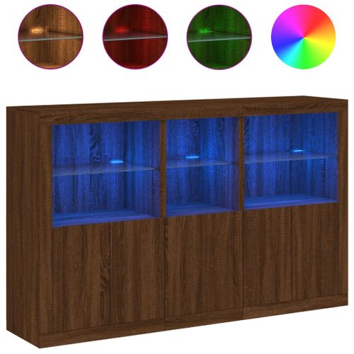 Buffet avec lumières LED chêne marron 162x37x100 cm - Photo n°2; ?>