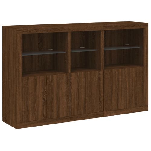 Buffet avec lumières LED chêne marron 162x37x100 cm - Photo n°3; ?>