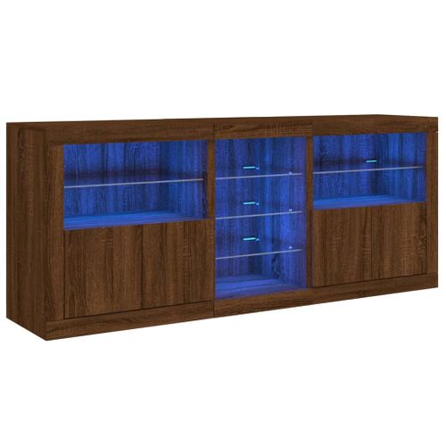 Buffet avec lumières LED chêne marron 162x37x67 cm - Photo n°2; ?>