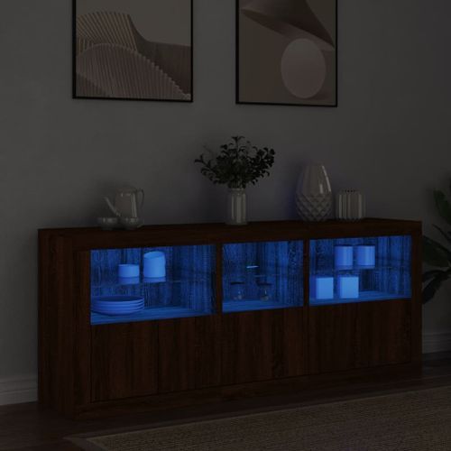 Buffet avec lumières LED chêne marron 162x37x67 cm - Photo n°2; ?>