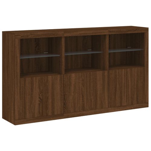 Buffet avec lumières LED chêne marron 181,5x37x100 cm - Photo n°3; ?>