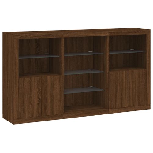 Buffet avec lumières LED chêne marron 181,5x37x100 cm - Photo n°3; ?>