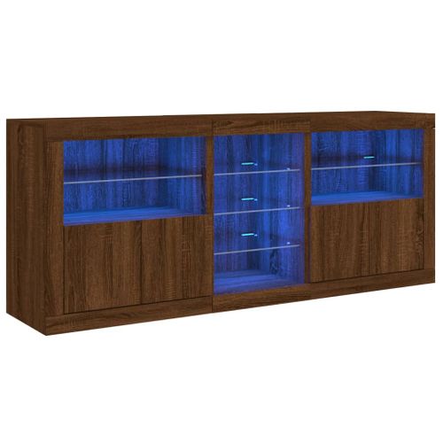 Buffet avec lumières LED chêne marron 181,5x37x67 cm - Photo n°2; ?>