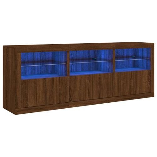 Buffet avec lumières LED chêne marron 181,5x37x67 cm - Photo n°2; ?>