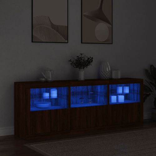 Buffet avec lumières LED chêne marron 181,5x37x67 cm - Photo n°3; ?>