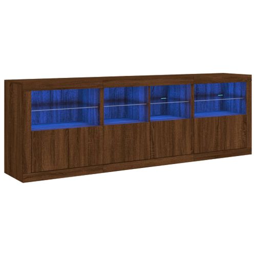 Buffet avec lumières LED chêne marron 202x37x67 cm - Photo n°2; ?>