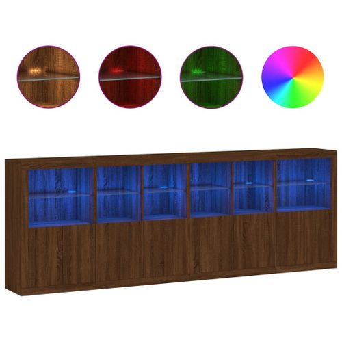 Buffet avec lumières LED chêne marron 283x37x100 cm - Photo n°2; ?>