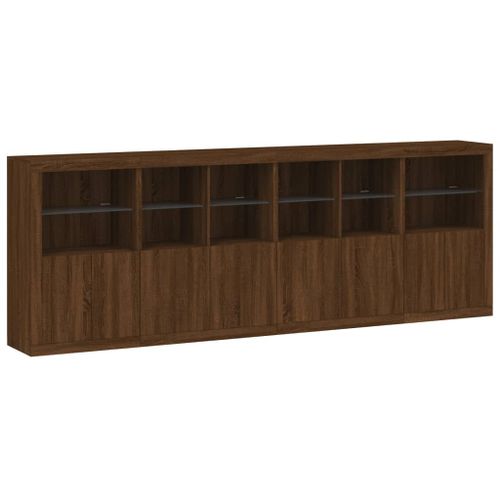 Buffet avec lumières LED chêne marron 283x37x100 cm - Photo n°3; ?>