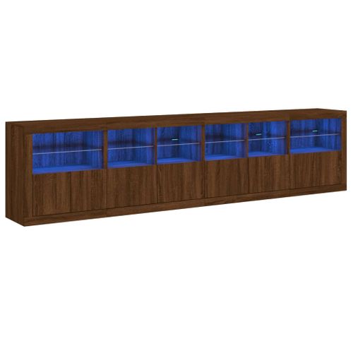 Buffet avec lumières LED chêne marron 283x37x67 cm - Photo n°2; ?>