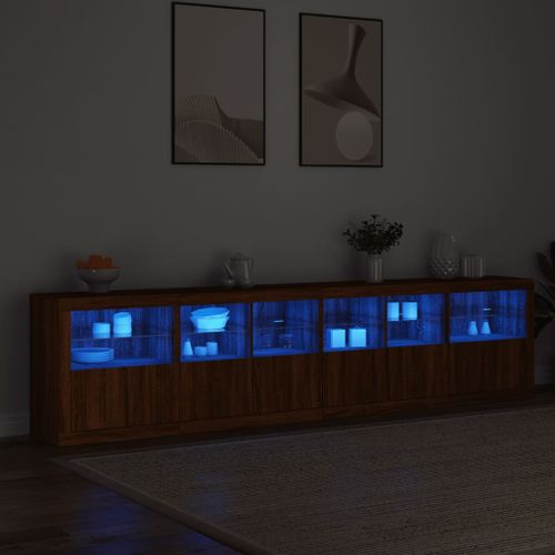 Buffet avec lumières LED chêne marron 283x37x67 cm - Photo n°3; ?>