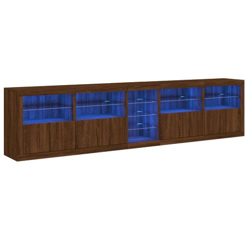 Buffet avec lumières LED chêne marron 283x37x67 cm - Photo n°2; ?>