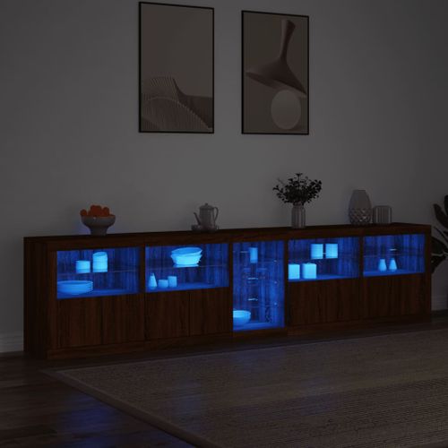 Buffet avec lumières LED chêne marron 283x37x67 cm - Photo n°3; ?>