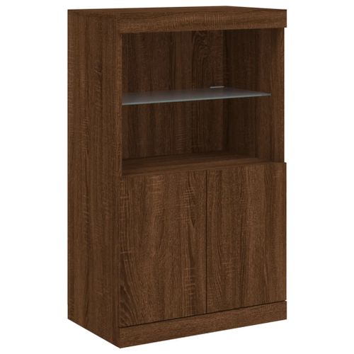 Buffet avec lumières LED chêne marron 60,5x37x100 cm - Photo n°3; ?>