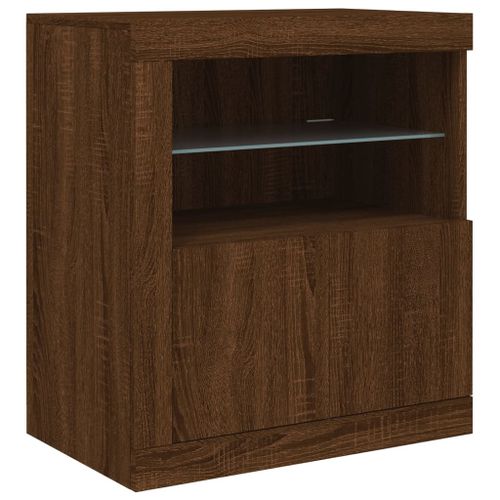 Buffet avec lumières LED chêne marron 60,5x37x67 cm - Photo n°3; ?>