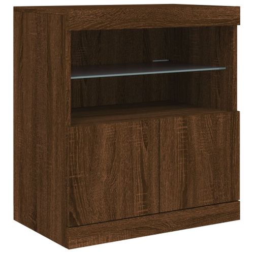 Buffet avec lumières LED chêne marron 60x37x67 cm - Photo n°3; ?>