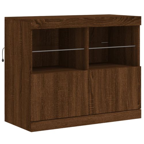 Buffet avec lumières LED chêne marron 81x37x67 cm - Photo n°3; ?>