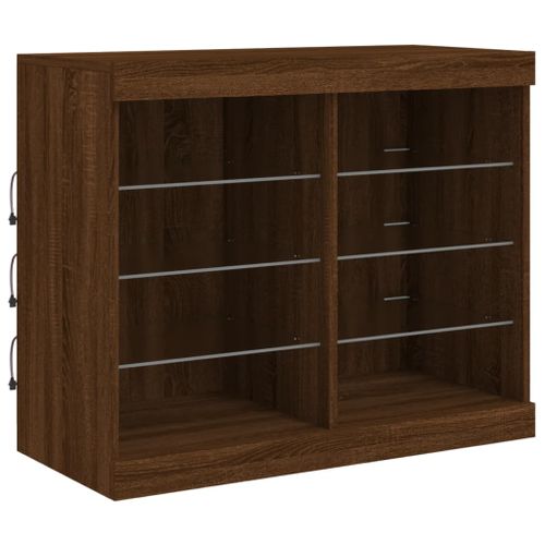 Buffet avec lumières LED chêne marron 81x37x67 cm - Photo n°3; ?>