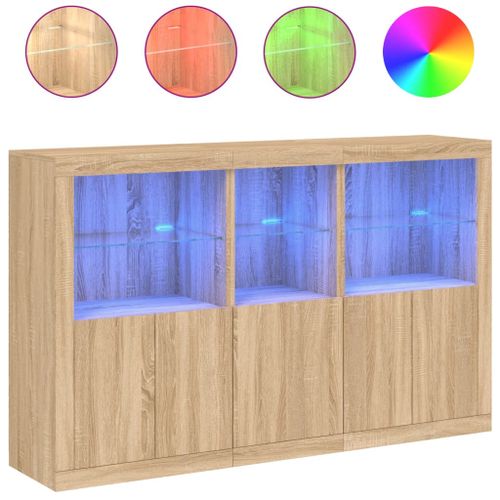 Buffet avec lumières LED chêne sonoma 162x37x100 cm - Photo n°2; ?>