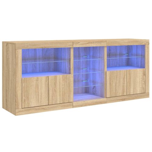 Buffet avec lumières LED chêne sonoma 162x37x67 cm - Photo n°2; ?>