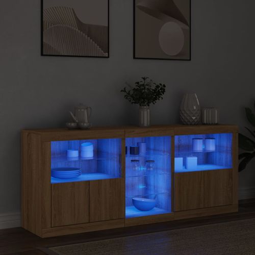 Buffet avec lumières LED chêne sonoma 162x37x67 cm - Photo n°3; ?>