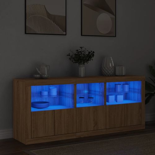 Buffet avec lumières LED chêne sonoma 162x37x67 cm - Photo n°2; ?>