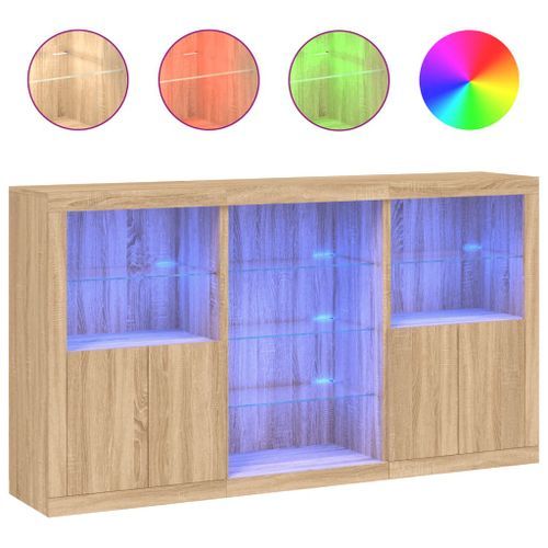 Buffet avec lumières LED chêne sonoma 181,5x37x100 cm - Photo n°2; ?>