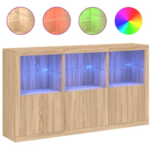 Buffet avec lumières LED chêne sonoma 181,5x37x100 cm - Photo n°2; ?>