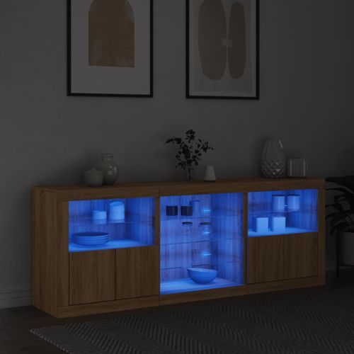 Buffet avec lumières LED chêne sonoma 181,5x37x67 cm - Photo n°3; ?>