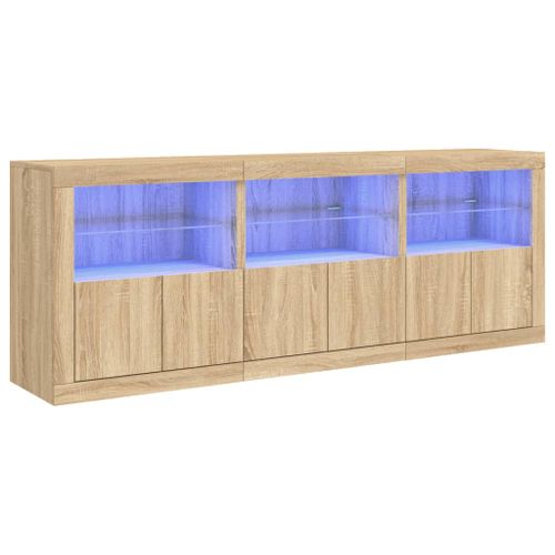 Buffet avec lumières LED chêne sonoma 181,5x37x67 cm - Photo n°2; ?>