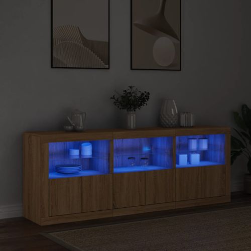 Buffet avec lumières LED chêne sonoma 181,5x37x67 cm - Photo n°3; ?>